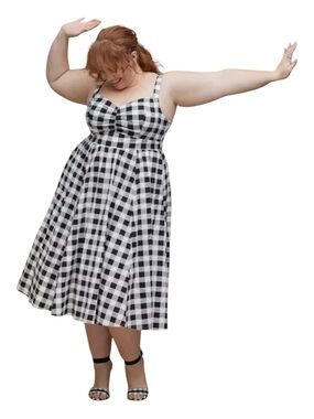 Black & White Gingham Fit-and-Flare Dress
